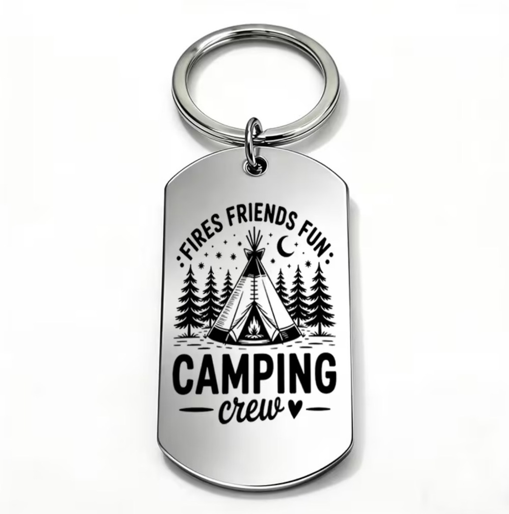 3/$25 Fires, Friends, Fun Camping Crew Campsite Stainless Steel Keychain NEW